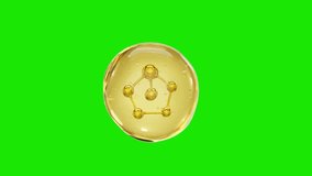 Gold serum drops essence with molecules inside loop animation, water drops with green screen. Transparent Liquid Element. Skincare, beauty, cosmetics, Realistic 3d render. - Powered by Shutterstock - Get 15% off with code: PIKWIZARD15