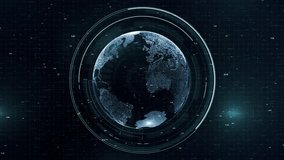 Futuristic Digital Globe: HUD Earth with Binary Code, Glowing Circuits, and Global Network - Powered by Shutterstock - Get 15% off with code: PIKWIZARD15