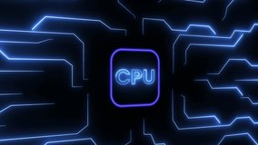 Neon Circuit board. Microchip with electronic circuit board glowing animation. High tech glowing futuristic circuit board animation. - Powered by Shutterstock - Get 15% off with code: PIKWIZARD15