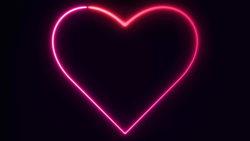 4K Beautiful Neon Valentine's Day shape animation, Heart Shape Neon glowing Abstract Backgrounds looping