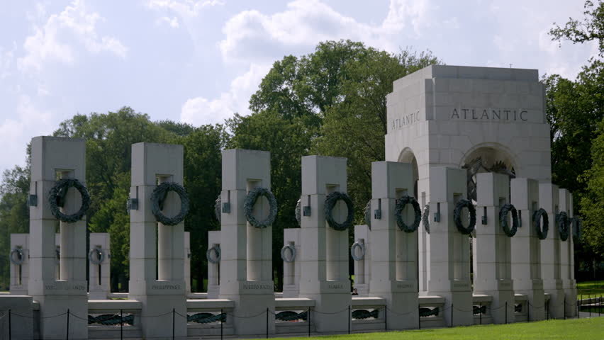 World War II Memorial fountain slow motion