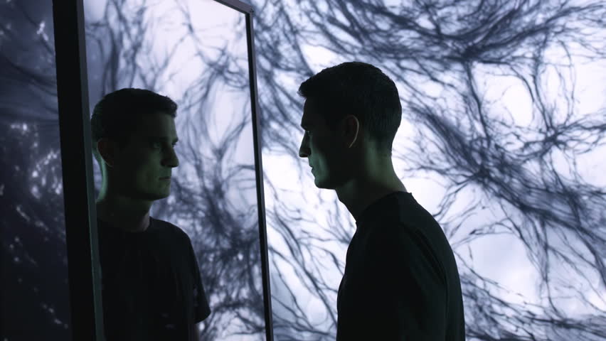 Moody Silhouette Figures Against Marble Pattern Dramatic Shadow Play Dark Contrast