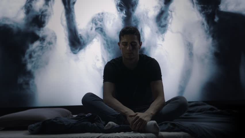 Person Experiencing Mental Health Crisis Dark Shadows Anxiety Depression Nightmare Fear