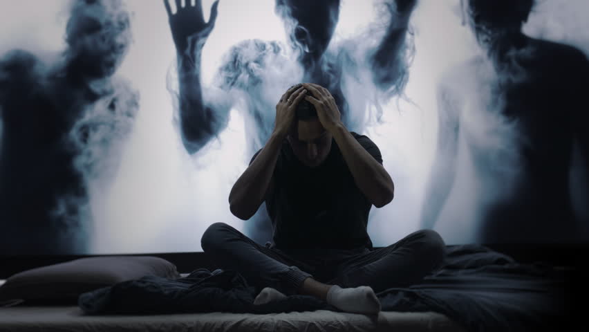 Person Experiencing Mental Health Crisis Dark Shadows Anxiety Depression Nightmare Fear