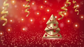 Red vibrant background Snow template Winter scene Christmas background Copy space Snowfall Xmas tree New year animation - Powered by Shutterstock - Get 15% off with code: PIKWIZARD15