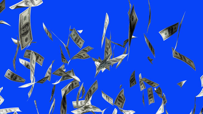 100 Dollar Bills Falling Green Screen Overlay. 3D Animation Money Rain Explosion. Dollar Banknotes Drop. Concept of business success, inflation, rich, millionaire, lottery and abundance