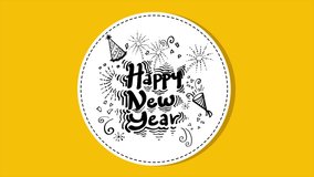 Happy new Year 2025 Animation Design. Hand Drawn Doodle Style New Year Doodle Design Colorful Motion Background Greeting Card Black Friday Sale Advertising Colorful Neon Holiday Attractive Texture - Powered by Shutterstock - Get 15% off with code: PIKWIZARD15