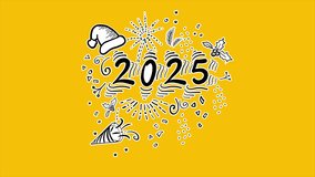 New Year 2025 colorful doodle abstract animation. Creative Colorful Neon Led Greeting Card. Happy new Year 2025 Animation Design. Doodle Style New Year and Christmas Colorful Neon Led Decorations. - Powered by Shutterstock - Get 15% off with code: PIKWIZARD15