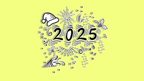 New Year 2025 colorful doodle abstract animation. Creative Colorful Neon Led Greeting Card. Happy new Year 2025 Animation Design. Doodle Style New Year and Christmas Colorful Neon Led Decorations. - Powered by Shutterstock - Get 15% off with code: PIKWIZARD15