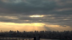 TOKYO, JAPAN : Aerial high angle sunset view of CITYSCAPE of TOKYO. Buildings and street at downtown area. Japanese urban city life, metropolis and travel concept. Time lapse shot, dusk to night. - Powered by Shutterstock - Get 15% off with code: PIKWIZARD15