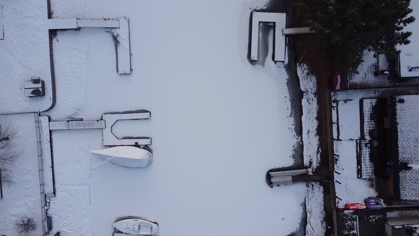 Tahoe Keys experiencing a lite snow fall 