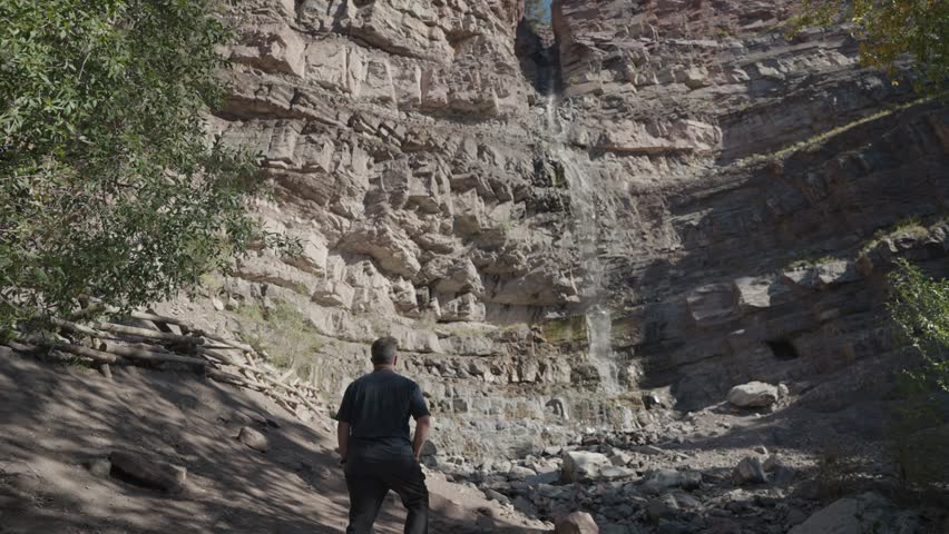 Cascade Falls Park Waterfall in Ouray Colorado USA in Slow Motion