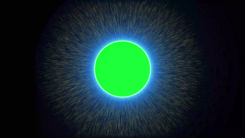 Transition background from black to green with circle zoom in, fire and neon effect.