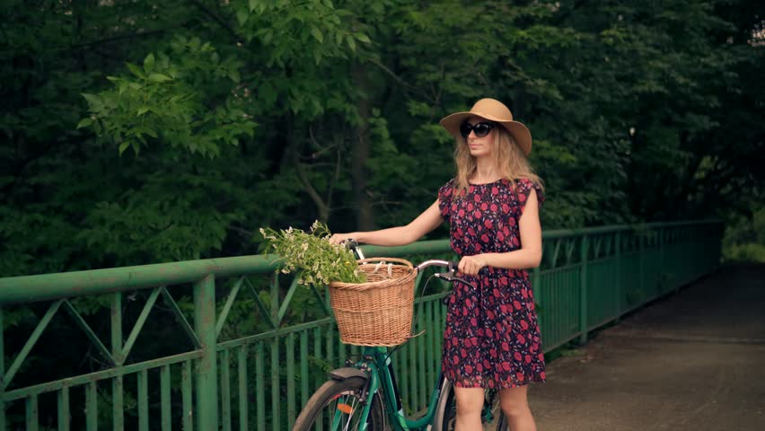 Cyclist Happy Cycling Travel Woman Rider On Bicycle. Girl Helmet Cycling On Bike Sport Recreation. Bike Fitness Workout. Adorable Girl Cyclist Workout. Vacation Holiday Fun Cyclist Sport Recreation