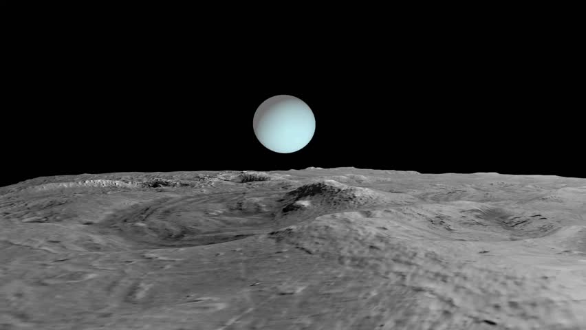 Miranda, moon of Uranus. 3d animation