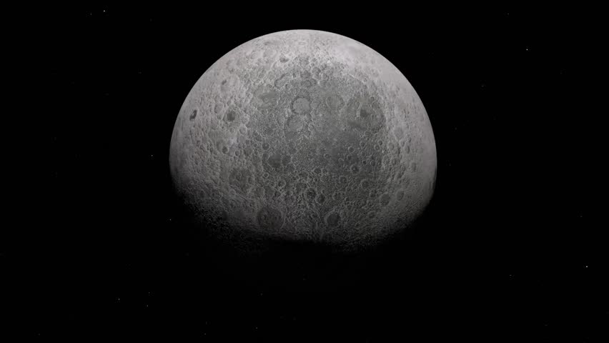 Surface of moon and craters. 3d animation