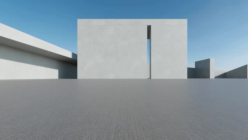 3d render of abstract modern architecture with empty concrete floor, car presentation background