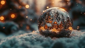 Animated christmas snow globe with a tree and house inside - Powered by Shutterstock - Get 15% off with code: PIKWIZARD15