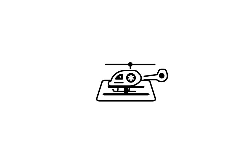 An outline style animated icon of air ambulance