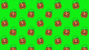 Seamless Halloween Candy Bucket Pattern with Jack-O'-Lanterns on Green Background - Powered by Shutterstock - Get 15% off with code: PIKWIZARD15
