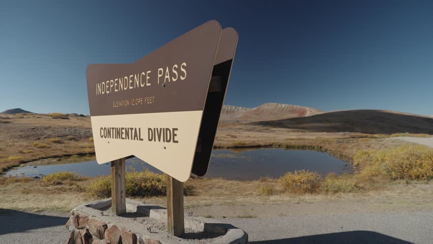 Independence Pass - Continental Divide is the summit of the Top of the Rockies National Scenic and Historic Byway and is located between Twin Lakes Village and Aspen Colorado USA