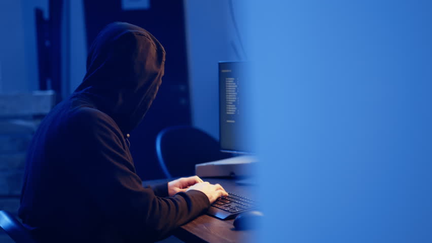 Hacker uses PC to target vulnerable unpatched connections, seeking to compromise digital devices and steal valuable sensitive data. Rogue programmer finds exploits for system vulnerabilities, camera A