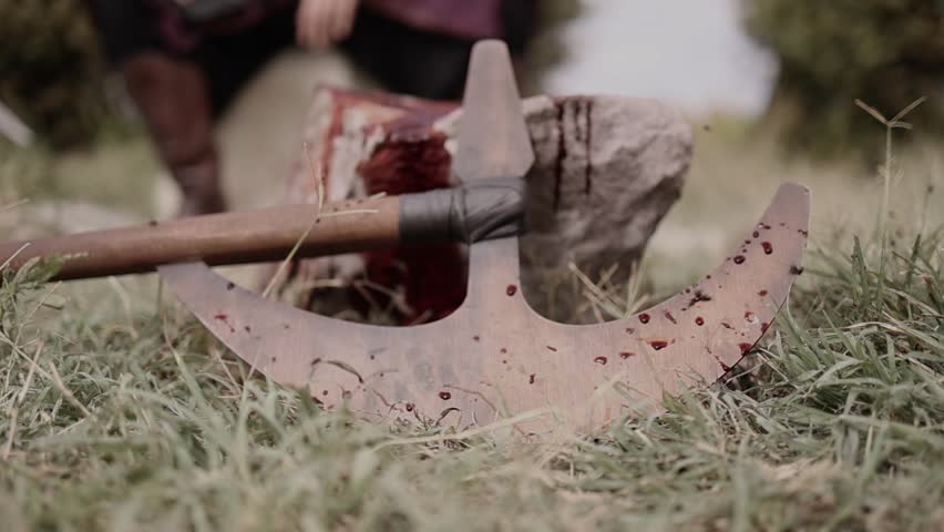 Bloody Ax On The Battlefield