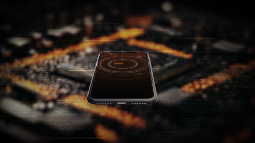 3D smartphone backdrop with dynamic data visuals