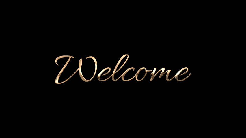 Gold Welcome text on black background enhances video projects with a luxurious touch, ideal for video intros and presentations.