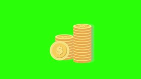 stacked coins rolling and bags of money euro dollars pounds sterling animated coins euro dollars posterling 4k looping sparkling blink - Powered by Shutterstock - Get 15% off with code: PIKWIZARD15
