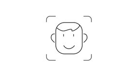 Face Recognition Icon Animation with outline on white background. Facial Detection to Unlock Phone or Profile Identity Verification Symbol. - Powered by Shutterstock - Get 15% off with code: PIKWIZARD15