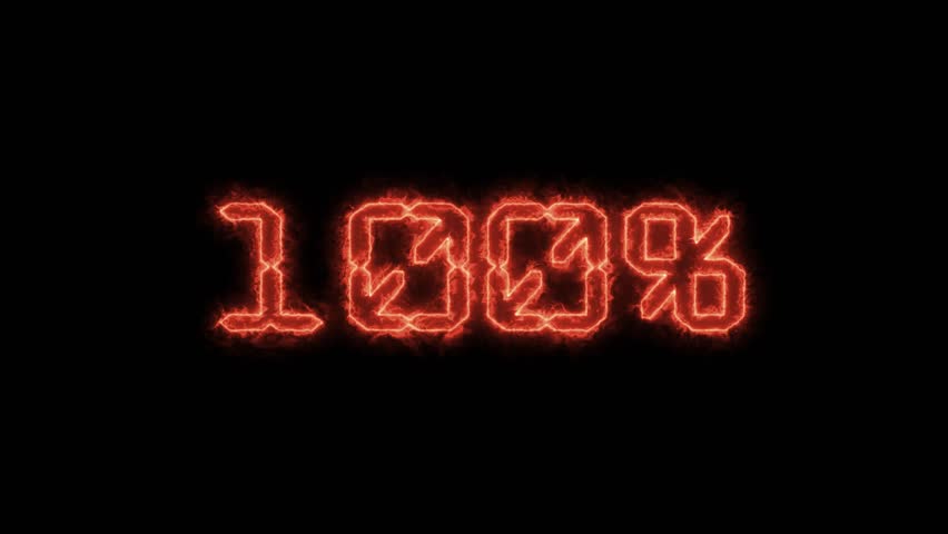 0-100 neon glowing upload completed animation on a black background.
