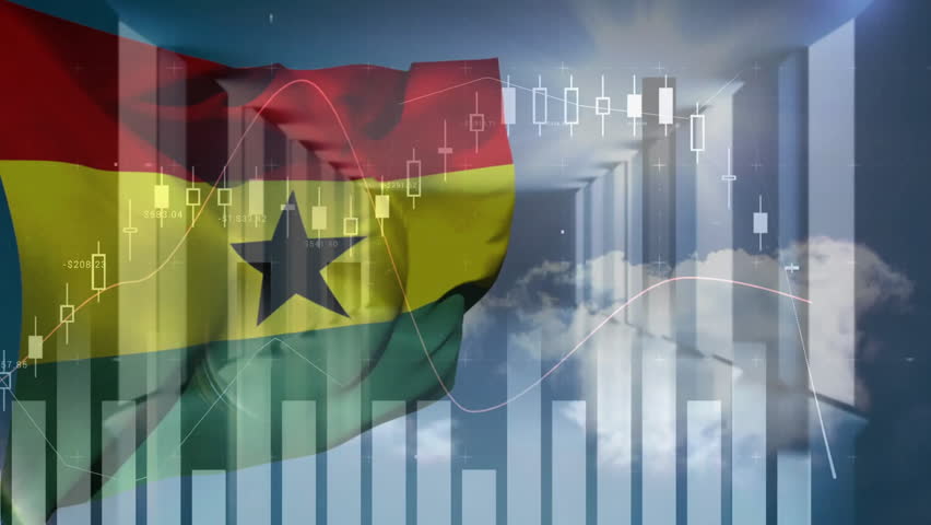 Animation of statistics and financial data processing over flag of ghana. Global business, finance, connections, computing and data processing concept digitally generated video. - Powered by Shutterstock - Get 15% off with code: PIKWIZARD15