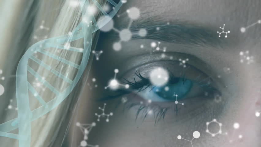 Animation of dna strand, molecules and caucasian woman's face. Global science, research, connections, computing and data processing concept digitally generated video. - Powered by Shutterstock - Get 15% off with code: PIKWIZARD15
