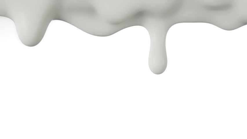 Super Slow Motion Detail Shot of Slowly Dripping Fresh Cream Isolated on White at 1000fps.