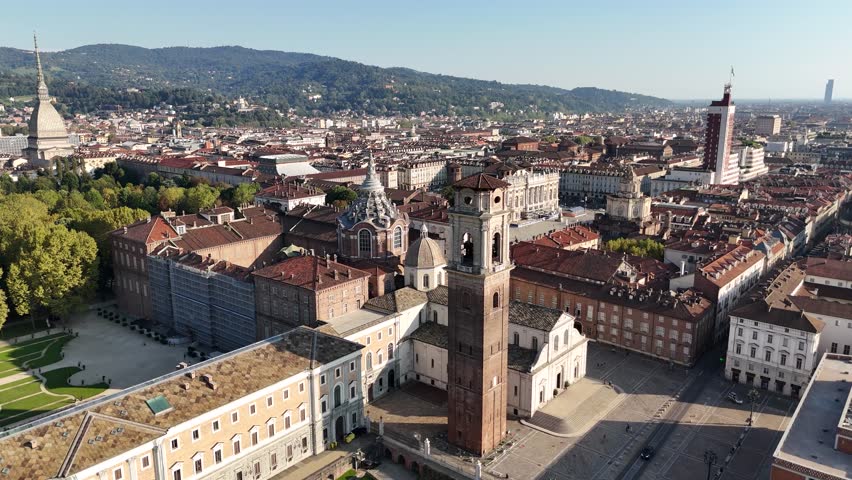 Drone view of Turin Cathedral (Cattedrale di San Giovanni Battista) in Italy