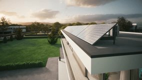 Modern autonomous smart home with solar panels. Private house with solar panels. Roof with solar panels. Solar photovoltaic panels for generating of clean ecological electric - Powered by Shutterstock - Get 15% off with code: PIKWIZARD15