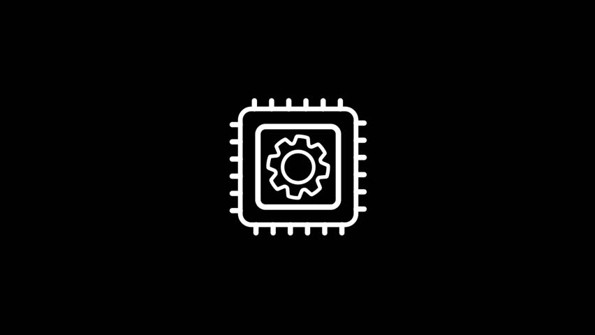 Computer processor icon Animation , digital logotype CPU icon background