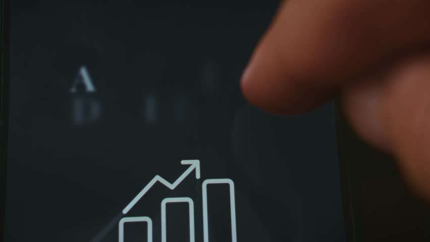 Data-Driven Decisions themed graphic presentation viewed on smartphone