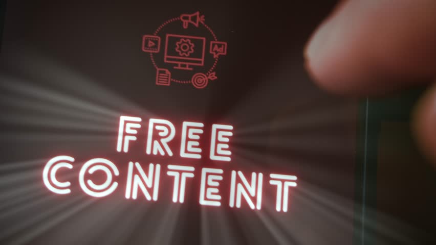 Free Content themed graphic presentation regarded on smartphone