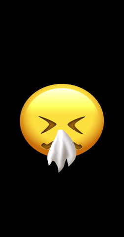 Sneezing Face animated emoji with alpha channel, transparent background. 4K resolution loop animation vertical footage. 