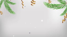 Silver background Snow template Winter scene Christmas background Copy space Snowfall Xmas ornaments New year animation Gold serpentine Falling stars New year tree brunch - Powered by Shutterstock - Get 15% off with code: PIKWIZARD15