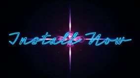 Animation of install now text over glowing crossed lines on black background. Global video game, digital interface, communication, computing and data processing concept digitally generated video. - Powered by Shutterstock - Get 15% off with code: PIKWIZARD15