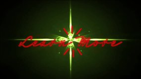 Animation of learn more text over glowing crossed lines on black background. Global video game, digital interface, communication, computing and data processing concept digitally generated video. - Powered by Shutterstock - Get 15% off with code: PIKWIZARD15