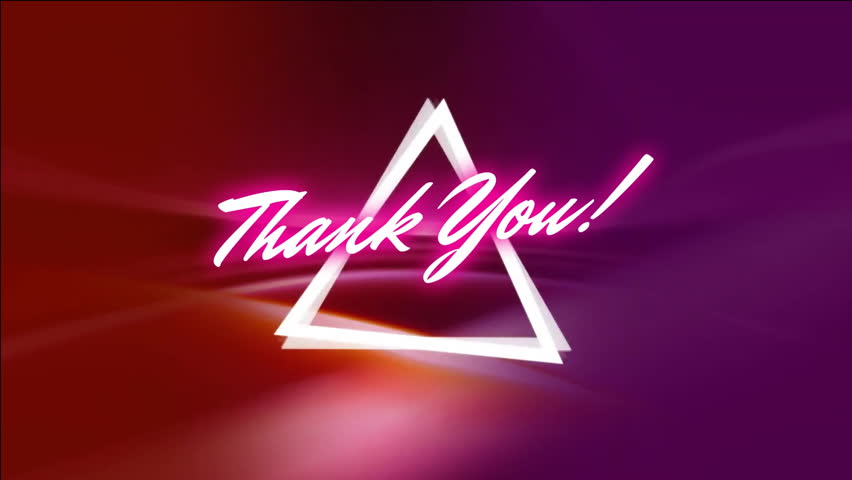 Animation of thank you text over glowing neon triangle on pink background. Global video game, digital interface, communication, computing and data processing concept digitally generated video. - Powered by Shutterstock - Get 15% off with code: PIKWIZARD15