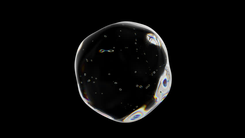 Transparent water ball with small bubbles. Transparent, shiny sphere of glass. Seamless loop. Embedded transparency, ProRes 4444