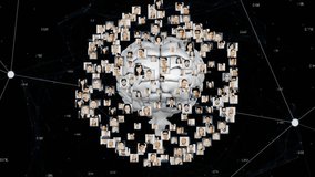 Animation of brain with networks of connections with photos of diverse businesspeople. Global business, connections, computing and data processing concept digitally generated video. - Powered by Shutterstock - Get 15% off with code: PIKWIZARD15
