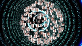 Animation of globe with networks of connections with photos of diverse businesspeople. Global business, connections, computing and data processing concept digitally generated video. - Powered by Shutterstock - Get 15% off with code: PIKWIZARD15