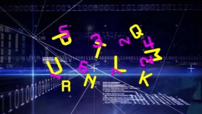 Animation of letters and numbers over binary coding data processing. Global social media, business, connections, computing and data processing concept digitally generated video. - Powered by Shutterstock - Get 15% off with code: PIKWIZARD15