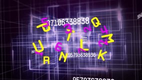 Animation of letters and numbers over data processing. Global social media, business, connections, computing and data processing concept digitally generated video. - Powered by Shutterstock - Get 15% off with code: PIKWIZARD15